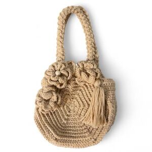 Handmade Crochet Flower Handbag Boho Knit Purse Tassel Cottagecore